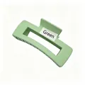 Close-up of elegant light green matte square hair claw clip with minimalist design - Green