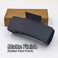 Macro view of 11cm minimalist matte black square hair claw clip with a rubberized finish - Frosted Style / 10.5cm Size