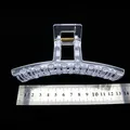 Large transparent PC shark clip for DIY hair accessories shown with ruler scale detail - Hanger Shape / 13cm