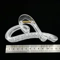 Macro detail of transparent PC hair claw clip with 11.5cm measurement on ruler - Heart Shape / 12cm