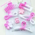 Detail of various pink and white gradient matte hair claw clips on magazine background - Gradient Peach Pink Style / 8 Pieces / Gradient Peach Pink