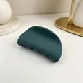 Nahaufnahme einer kleinen dunkelgrünen mattierten halbrunden Haarklammer für Stil - Matt Dunkelgrün