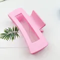 Matte pink rectangular hair claw clip for elegant half-up hairstyles - Pink