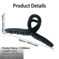 Detailed view of matte black large cross hair claw clip with dimensions and specifications - Ribbon Style (17) / 13cm / Matte Black