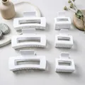 Close-up detail of matte white square hair claw clips in large and medium sizes - 5cm and 10.5cm Square Set (6 Pieces) / Matte Pure White