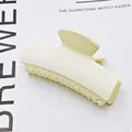 Matte cream rectangular hair claw clip for elegant French style updos and styling - Matte Ivory White