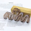 Macro view of large jelly brown wavy hair claw clip on literary book background - Wave Shape (Transparent Jelly Wave) / Brown