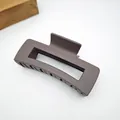 Detailed view of large matte brown square hair claw clip showcasing its elegant texture - 10.5cm Square Style / Matte Dark Coffee