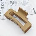 Elegant large matte tan hair claw clip shark clip hair accessory for women styling - Cube Style / 8.5cm Size / Medium Coffee