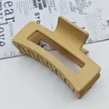 Minimalist elegant large matte hair claw clip in mustard yellow for daily hair styling - Cube Style / 8.5cm Size / Khaki