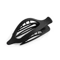 Detailed side view of a matte black duckbill hair clip with cutout design - Black