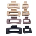 8-piece matte square hair claw set in earth tones and black, large and small sizes - Set of 2 (10.5cm + 5cm)
