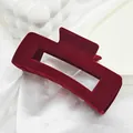 Close-up of elegant burgundy velvet flocked hair claw clip with rectangular cutout - 10.5 Square Style / Burgundy