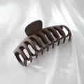Detailed close-up showing the matte finish of this large coffee brown shark hair claw clip - 11cm Dragon Bone Style / Matte Dark Coffee