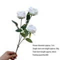 Three-headed artificial white pearl rose stem with 66cm length for wedding decor - White