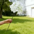 Eleganter einzelner Stiel weiße künstliche Hortensienblume für Hochzeitsdekorationen - Weiß