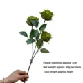 Rosa de perla verde artificial de tres cabezas para bodas y decoración - Verde