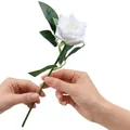 Realistic single stem artificial white rose flower for wedding decor and home floral arrangements - 1 Head / White