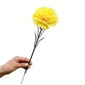 Fleur d'oeillet artificielle jaune réaliste à tige unique tenue à la main décor - Tige Unique Oeillet / Jaune