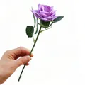 Single stem purple artificial rose flower for wedding ceremony and home decoration - 1 Head / Purple