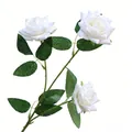 Single stem of artificial multi-head white roses for wedding and home decor - 3-Head / White
