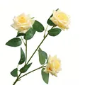 Lifelike cream multi-head artificial rose branch for elegant wedding and home decoration - 3-Head / Yellow
