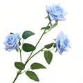 Single stem light blue artificial roses with green leaves for wedding home decor - 3-Head / Blue