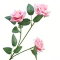 Elegant artificial multi-head rose spray with three pink blossoms for home decor - 3-Head / Pink