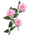 Elegant artificial pink multi-head rose spray with three blooming flowers and lush green foliage - 3-Head / Peach