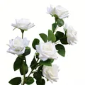 Elegant multi-head artificial white roses for wedding and home interior decoration - 6-Heads / White
