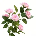 Realistic artificial multi-head pink roses for home decor and wedding flower arrangement - 6-Heads / Peach
