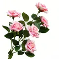 Elegant multi-headed artificial pink roses on a single stem for home and wedding decor - 6-Heads / Pink
