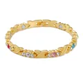 Detailed view of women's gold-plated magnetic bracelet featuring colorful rhinestones - Colorful Rhinestone / Gold