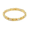 Detailed view of a gold-plated magnetic therapy bracelet with sparkly rhinestones. - White Rhinestone / Gold