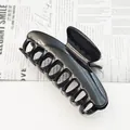 Large glossy black hair claw clip for elegant women's updo hairstyles, durable plastic - Flat Dragon Bone (9*) / 9cm Version / Bright Black
