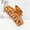 Elegant large amber tortoiseshell resin hair claw clip for versatile hair updos - Flat Dragon Bone (9*) / 9cm Version / Leopard Print