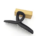 Close-up detail of a large 13cm matte black hair claw clip with cross design - Matte Black 13cm Ribbon