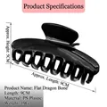 High quality large black plastic shark hair claw clip for elegant women styling and updos - Flat Dragon Bone (8*) / 9cm Version / Black