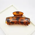 Large tortoise shell leopard print hair claw clip made of amber translucent plastic material - Square Claw Style / 8cm / Red Leopard