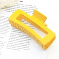 Elegant large matte yellow square hair claw clip for thick hair minimalist shark clip - Yellow