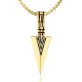 Detailed macro view of the golden arrowhead pendant with vintage stripe engraving design - Gold