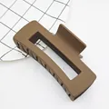 Large matte brown hair claw clip in minimalist rectangle design for elegant hair styling - Cube / 10.5cm / Coffee