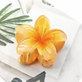 Elegant gradient orange frangipani flower hair claw clip with premium frosted resin finish - Frangipani / 8cm Size / Orange