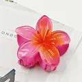 Elegant pink and orange gradient frangipani flower hair claw clip for women's hairstyle - Frangipani / 8cm Size / Red