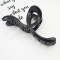 Elegant glossy black large minimalist hair claw clip shark clip for hair updos - Twisted Ribbon Style (5) / 13.5cm / Bright Black