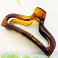 Large tortoiseshell amber hair claw clip with an elegant wavy design for hair styling - Ingot Style (13*) / 9.5cm Size / Brown Tortoise Shell