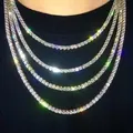 Vista dettagliata di collane tennis a strati in stile hip-hop con strass brillanti - Collana / 18 Pollici (46cm) / Argento