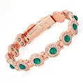 Bracciale magnetico in oro rosa con gemme verdi e strass scintillanti per donna. - Versione Grande a Doppia Fila Diamante Verde / Oro rosa