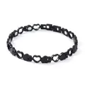 Schwarzes magnetisches herzförmiges verstellbares Armband mit Gliederketten-Design - Antik-Kupfer Vollmagnet / Schwarz