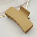 Detailed view of a matte tan square hair claw clip showing the solid frosted finish - Khaki